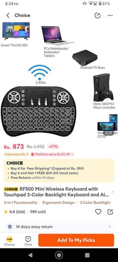 Wireless mini keyboard with touch Mouse