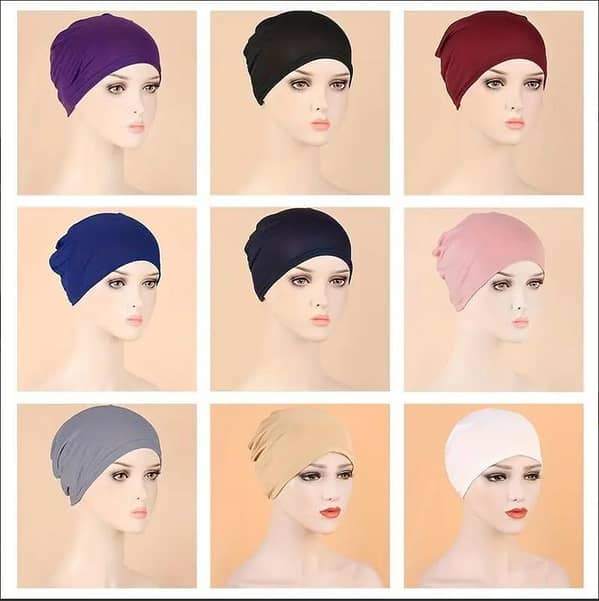 Set of 12 Cotton Jersey Hijab Tube Caps for Women and Girls - Comfortable Inner Head Cover Accessories | Breathable and Washable