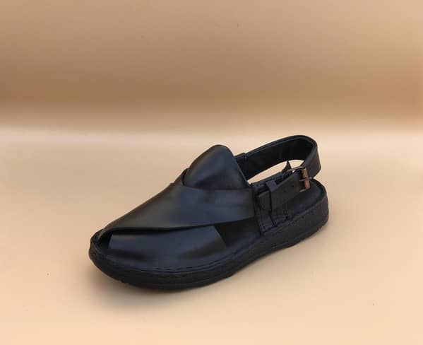 Men's Handmade Black Peshawari Sandal in Pure Leather