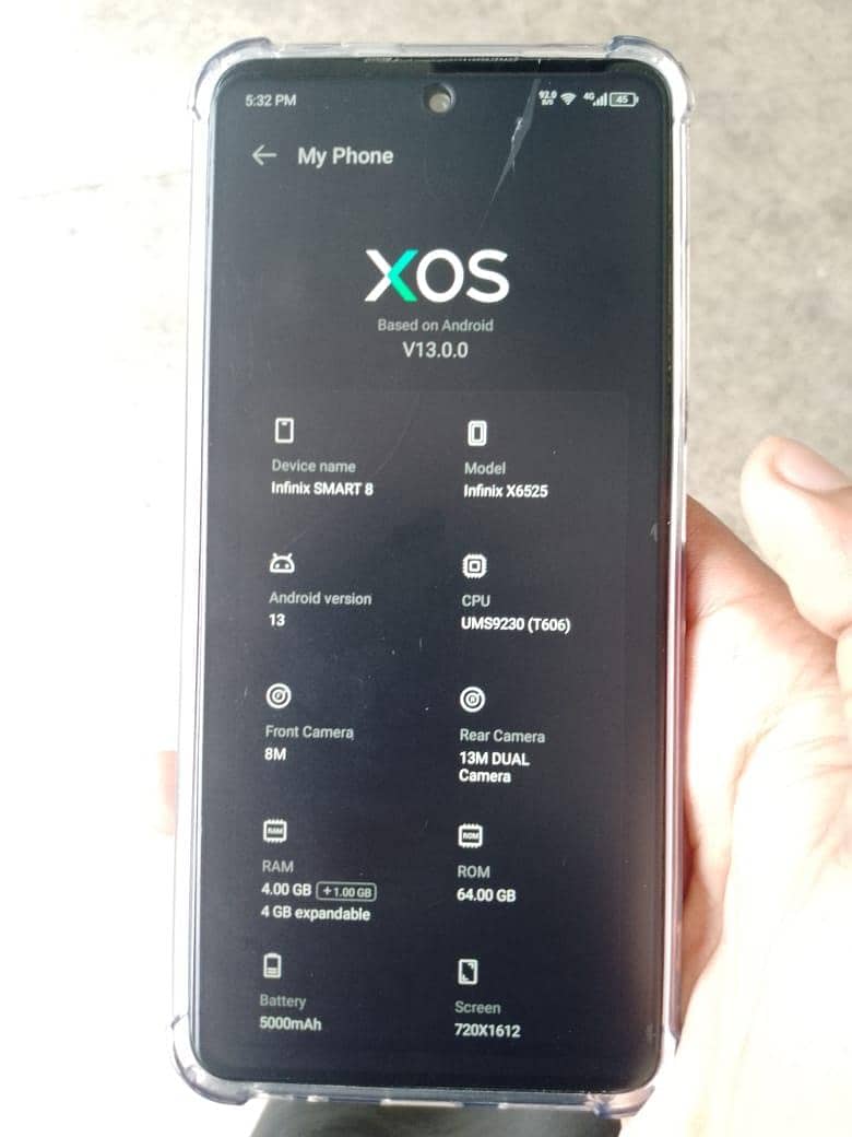 infinix smart 8 4+4 64 one and use exchange possible 5