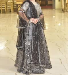 Element black & Silver embroidered net dress Maxi Girl Party&Wedding