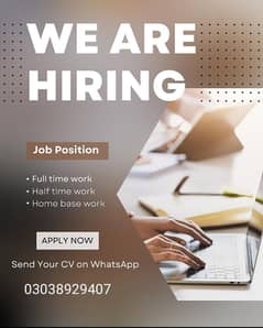 Online and Office Jobs are Opening for males and females