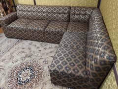 L-shaped sofa with  Premium custom made cover+ 9 cushions
