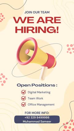 Jobs available for office work and Product saling