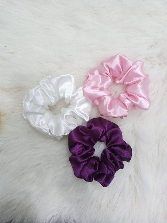 Pack of 3 High-Quality Silk Scrunchies for Girls