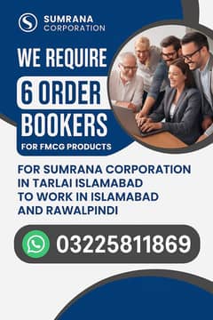 Order bookers required for whole sale of FMCG products