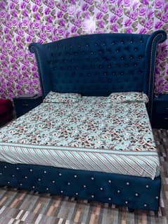 King Size Wooden Bed – Zinc Color, Great Condition
