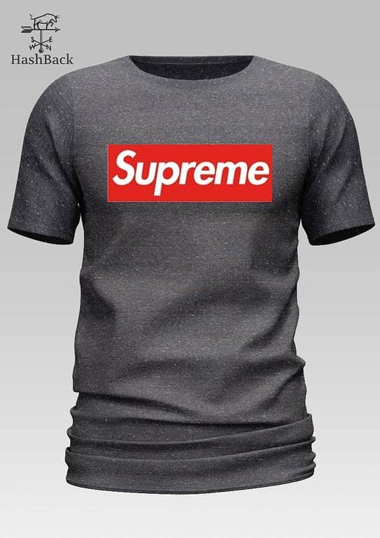 Men's HashBack Supreme Printed Oversized Basic T-shirt in White
