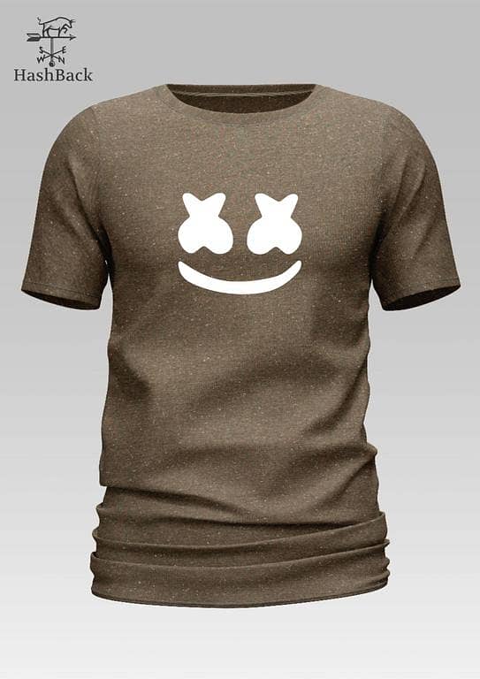 HashBack Men's Basic Oversized T-Shirt with Smiley Print