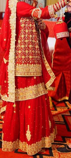 Bridal sharara   tunning Red Bridal Sharara – Worn Once – Like New