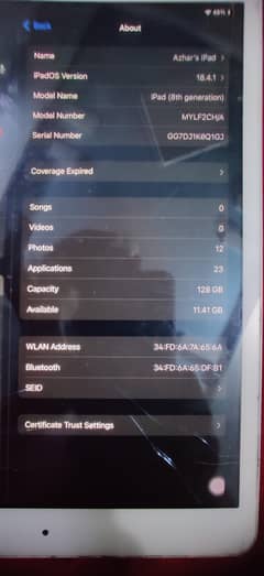 ipad 8 generation back camera /  home button 128gb PUBG beast