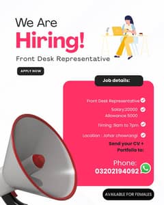 front desk representative, calling agent, receptionist