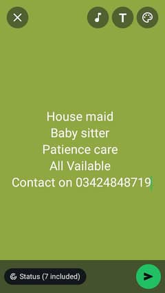 house maid , patient care, baby sitter