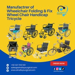 Manufactrer of Wheelchair folding & fix wheel chair Handicap tricycle