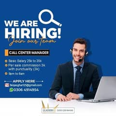 We Are hiring Call Centre Staff Fresher And Experience Both