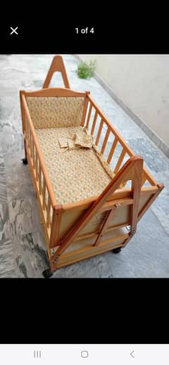 Premium Wooden Baby Cot with Wheels & Mattress–Strong, Safe & Stylish