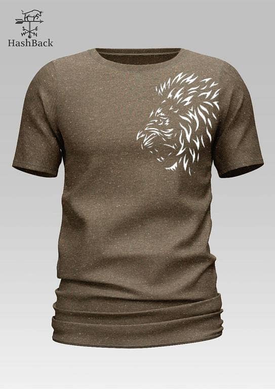 HashBack Men's Oversized Premium T-Shirt with Lion Print