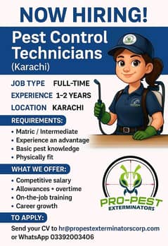 part time pest control operator required