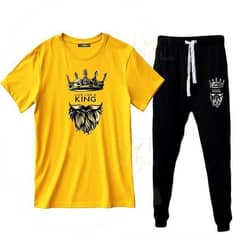 mens printed tracksuit  (king) yellow