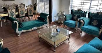 7 Seater king size sofa set with dinning set complete drawing room