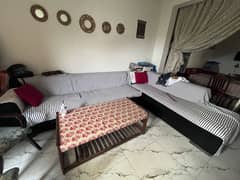 L shape sofa black clr