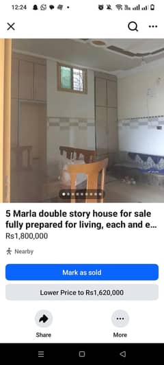 5 Marla double story house for sale in 160lakh
