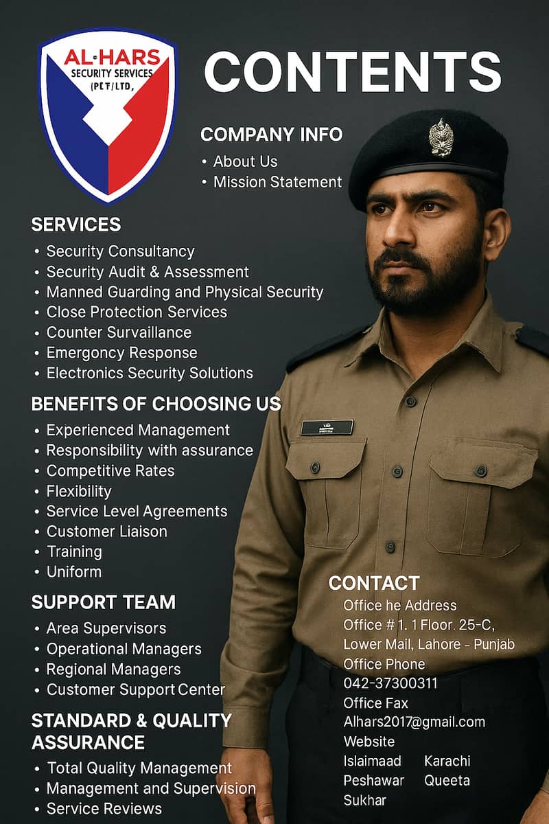 Security Protocol guards / Security Guards Available / Personal Guard 5