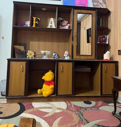 Multi-Purpose Showcase Cabinet with Mirror & Storage