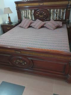 wooden king bed with big dressing table with  out mattress