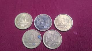 old 10 rupee 5 coins