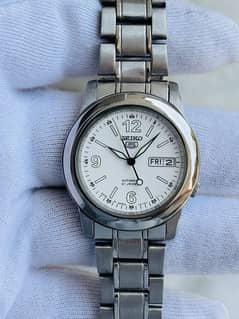 Seiko 5 automatic Snke57k1 men’s watch day date white dial