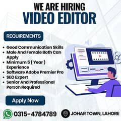 video editor - Male & Female Jobs - Office work