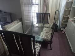Wooden Dinning Table with Glass