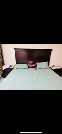 Wooden Bed set Along with side tables and dressing table