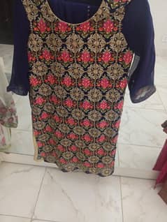 2 piece full work navy blue dress Dupatta and shirt