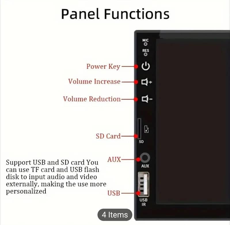 CAR MP5 PLAYER WITH WIRED ANDROID AUTO AND CARPLAY 1-DIN 2