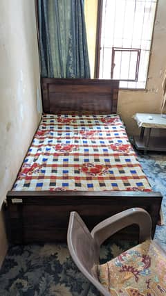wooden single bed pair