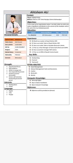 Need job as Restaurant manager