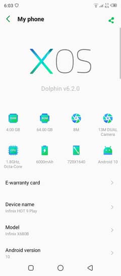 infinix hot 9 play ha ram 4 64 ha all ok