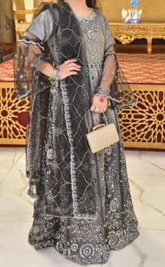 Element black and silver embroidered net dress Maxi Girl Party