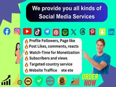 Instagram,Tiktok,facebook,youtube ,followers,likes,Social Media Servi