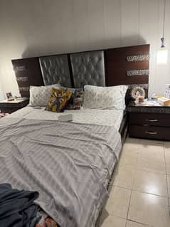 Wooden bed with Side Tables and Dressing Table
