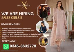 Hiring Sales Girl/Stitching House Jobs for Females/Jobs in Karachi