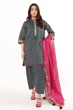 3 Pcs Women's Unstitched Embroidered suit