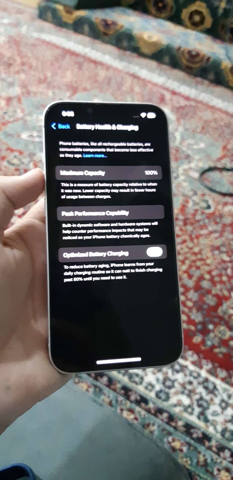 Iphone 13 white/pink 100 bh orignal pannel display 0