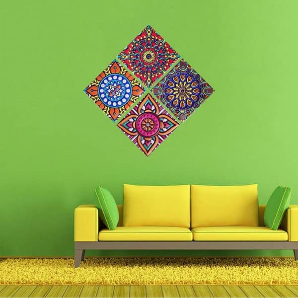 Wall Stickers and Decals Creative Colorful Rangoli Art Home Room Wall Decor 3D Sticker
