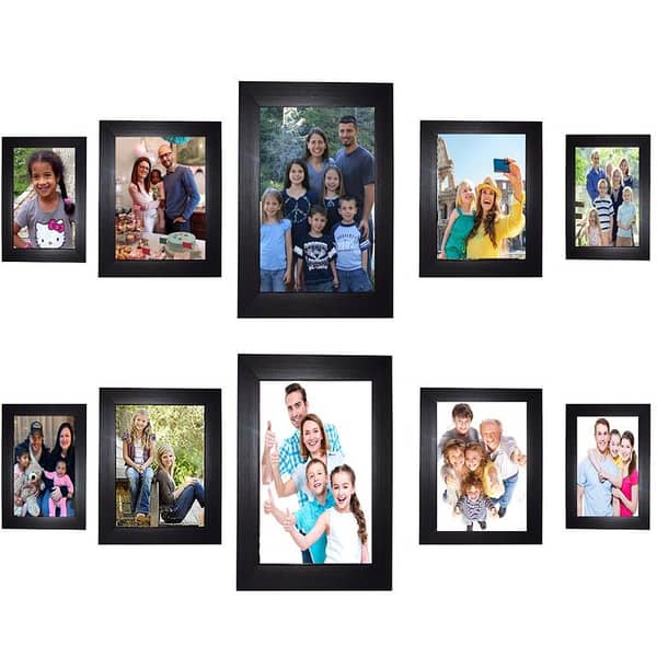 Picture  Frame - Photo Frame Collage - Picture Frames For Wall - Picture Frames Set of 10 - Black Color Picture Frames  Wall in Black With Front Glass -