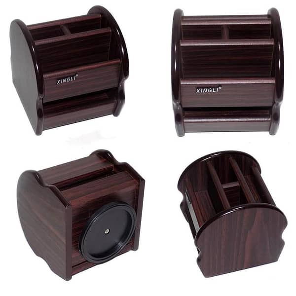 Wooden Multipurpose Rotating Office and Home Desk Organizer