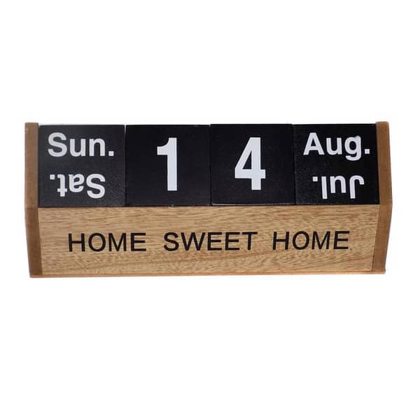 Table Calendar Block Vintage Perpetual Wooden Office and Home Desk Table Decor Day / Date / Month