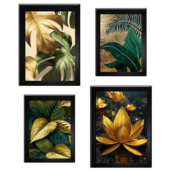Picture Frames Large Size Set of 4 Frames Black Color Photo Frames With Front Glass and Classy Design Artwork Included